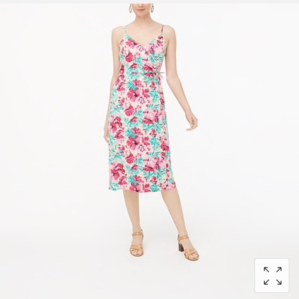 J Crew floral wrap dress straps size 4 hibiscus